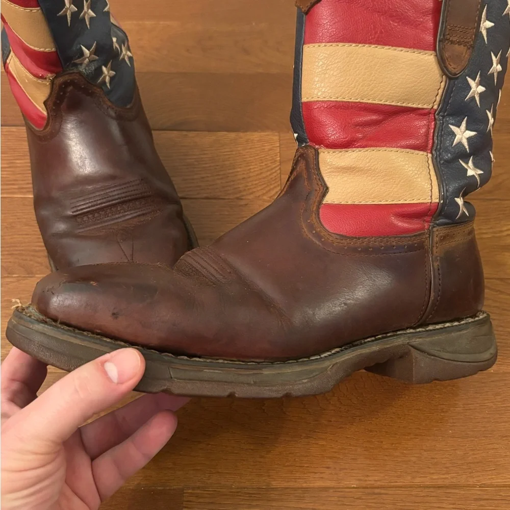 Durango USA Flag Steel Toe Work Boots Men’s 10 Brown Western